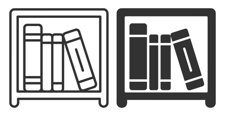 Obraz premium Books on a shelf icon set line and solid style education library on transparent background