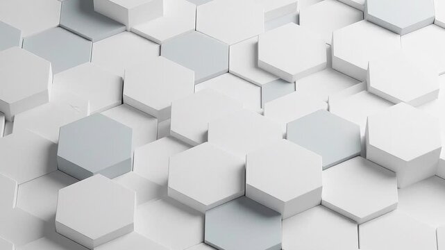 Abstract background of white and grey 3d hexagonal tiles