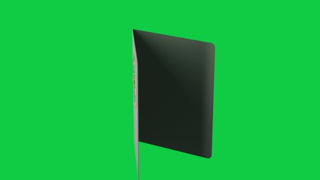 On load folded card rotating and opening to reveal inner panel, showcasing wreath on transparent bg
