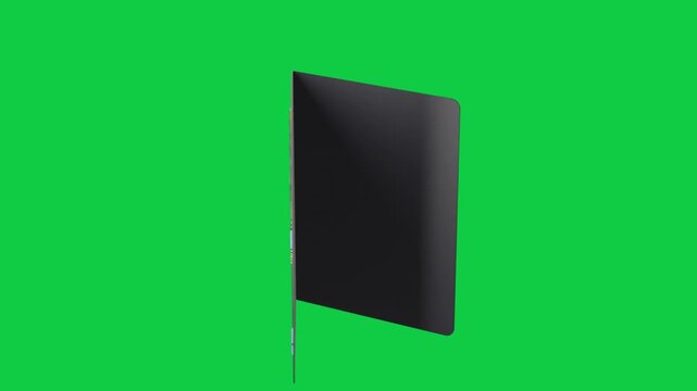 At start card rotating and opening along fold, showing interior for mockup on transparent canvas