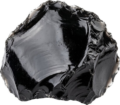 Isolated Obsidian Rock Cutout PNG on Transparent Background