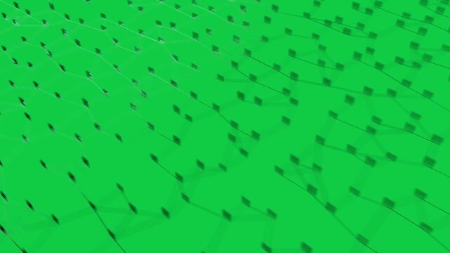 Icon walking on line sparking branches tiling triads folding into transparent mesh forming network