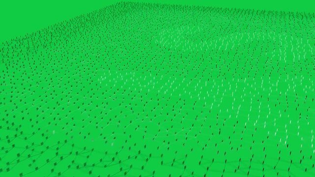 Bright point starting net glowing net expanding filling tilting showing growth on transparent void