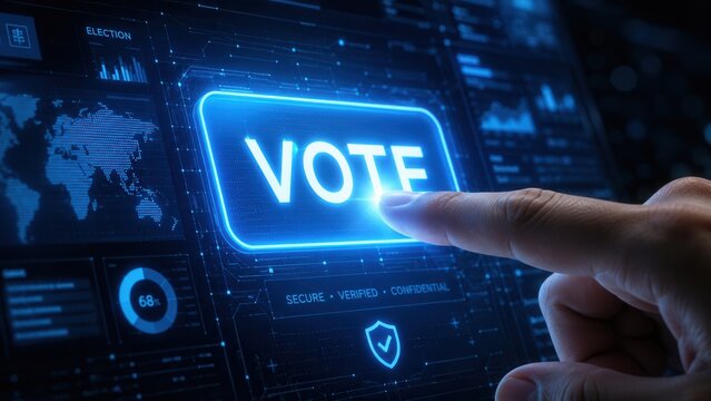 Secure online voting interface with digital election system cybersecurity and electronic ballot