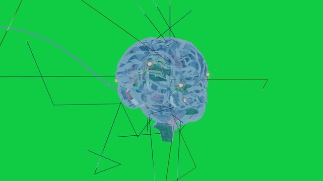 On play cyan brain rotating right nodes pulsing arc sweeping transparent background mapping network