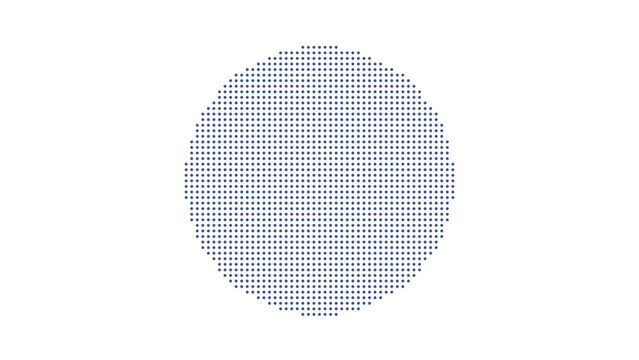 Abstract circular halftone pattern of blue dots on transparent background for creative web designs.