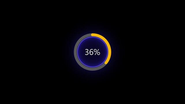 Ultra-modern 95 percent progress ring with gold stroke and indigo blue glow. motion video 4k