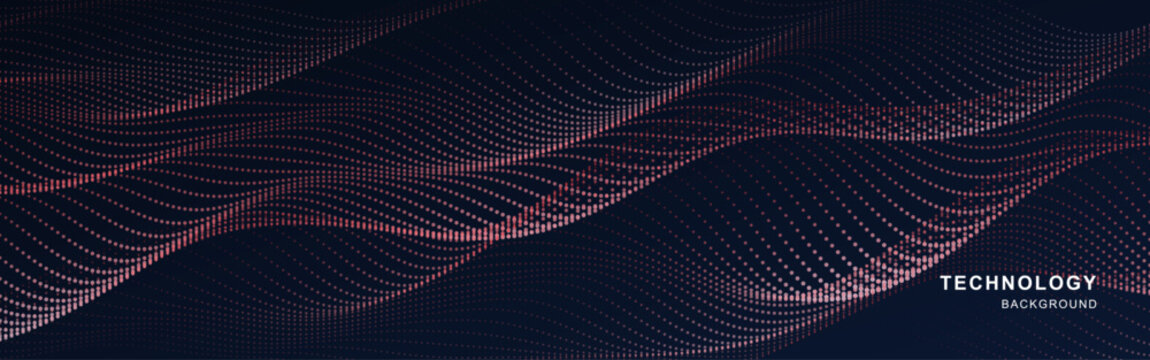 Abstract technology background with glowing red particles forming a wave pattern technology abstract particles connection futuristic communication