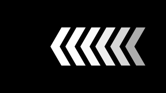 White arrow pointing left on black background. direction symbol indicating back or previous page. simple pointer showing opposite direction.