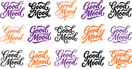 Good mood typography collection diverse hand lettered styles for positive designs © Kamal