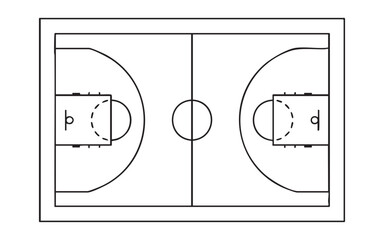 Professional basketball court layout diagram for sports strategy planning and tactical game analysis. © MdNasir