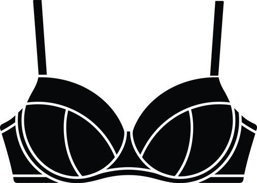 Black bra vector icon of female undergarment brassiere lingerie fashion accessory isolated on a white background