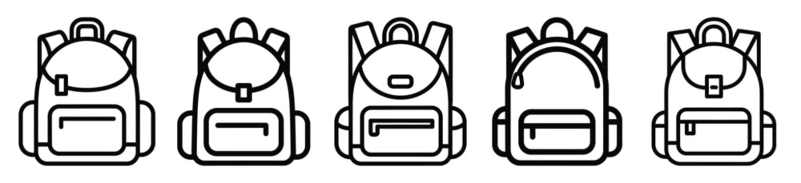 giggle backpack drawing line art symbol and funny outline vector icon set.