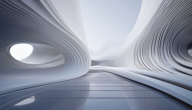 3d render abstract architecture background building curved shape
