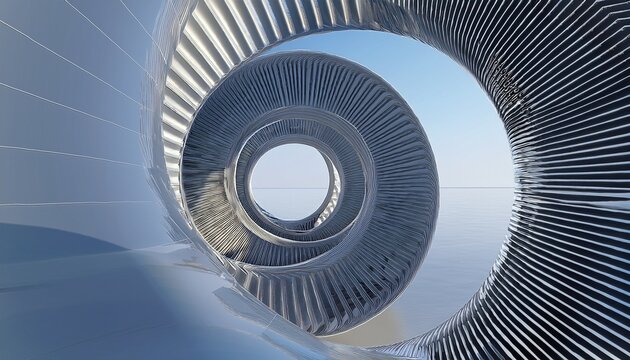 futuristic architecture rotating spiral structure 3d render