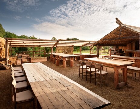 empty traditional country and rural party venue