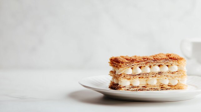 Mille Feuille Cake Minimal Dessert Elegant Pastry Concept