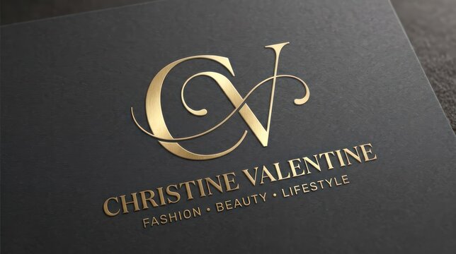 Elegant CV Monogram Logo for Christine Valentine Fashion Beauty Lifestyle Brand.