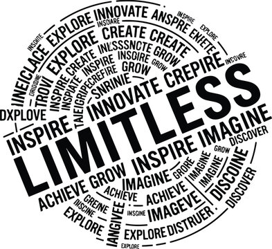 Limitless word cloud inspiring creativity and growth.