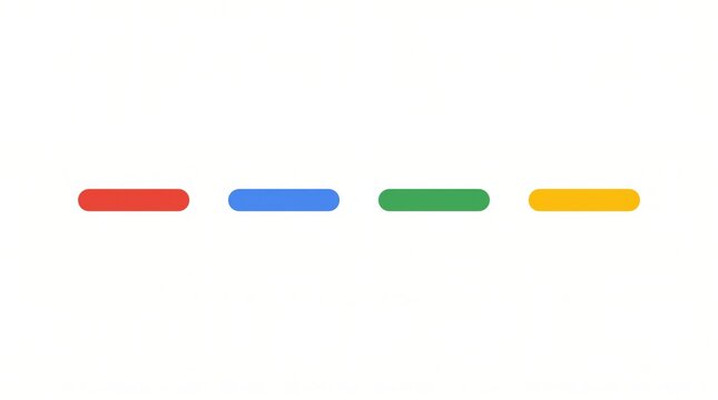 Minimalist abstract vector with four colorful horizontal rounded rectangles. Red, blue, green, and yellow capsule shapes in a row isolated on white background. Modern UI design element.