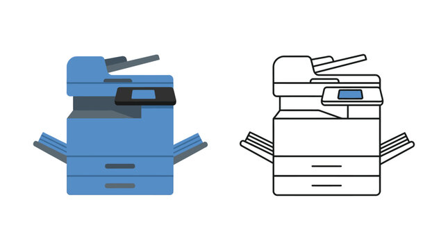 Office photocopier machine colored and outlined vector illustration