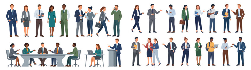 Fototapeta premium Flat Vector Faceless Business Professional People Character Architectural Cutout Set