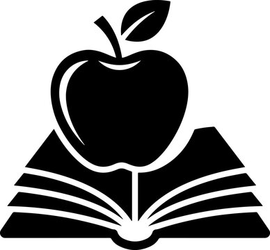 Apple on Open Book Education School Learning Icon