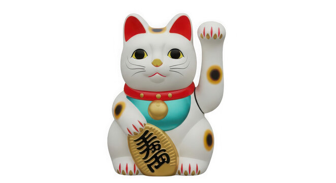 Lucky beckoning cat maneki neko figurine as transparent PNG