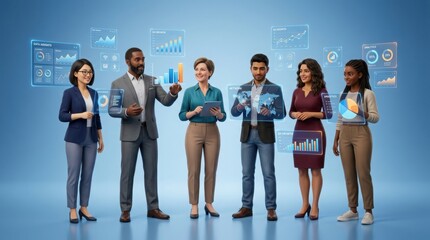 Obraz premium Professional team analyzing digital business data together