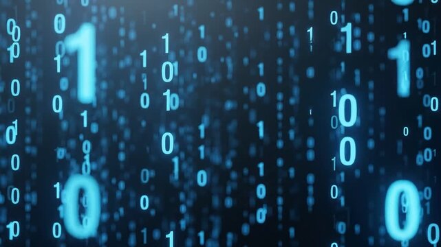 Digital binary code rain background