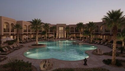 Fototapeta premium Sunset at a Serene Garden With Water, Rocks, Trees, and Plants in a Peaceful Natural Setting