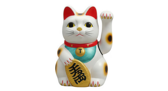 Lucky maneki neko beckoning cat figurine as cut out PNG