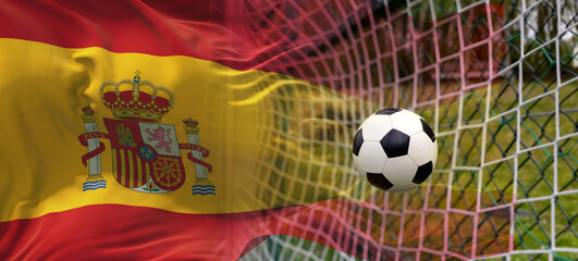 Fototapeta premium Soccer ball and the flag of Spain