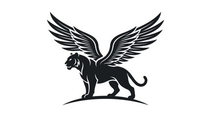 Fototapeta premium Black Griffin Silhouette Graphic Design.