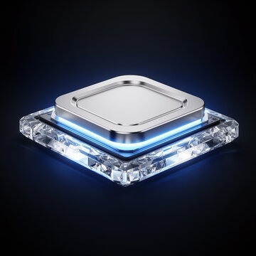 Futuristic Processor Chip with Crystal Base