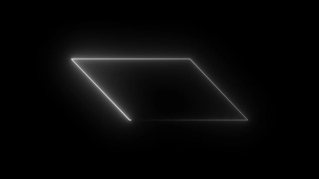 Glowing neon square rectangle picture frame icon animation neon display box round screen photo frame retro movement with black background.