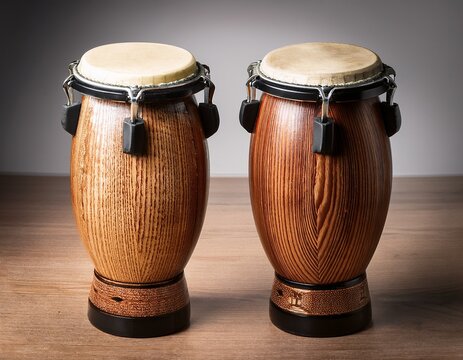 bongo drums rhythmic resonance a pair of wooden bongo drums each meticulously crafted and showcasing the natural grain stand ready to bring music
