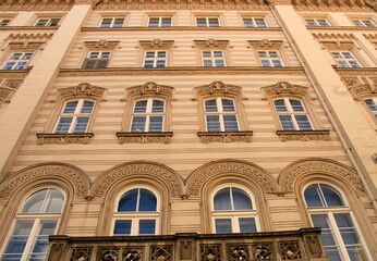 Obraz premium Roofs, windows of old houses and palaces in Vienna Austria. Baroque buildings Vienna