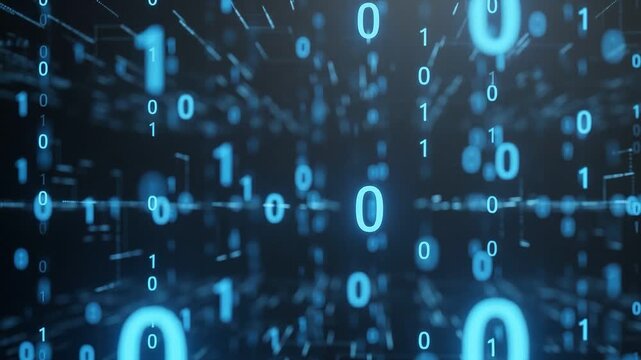 Abstract background of floating binary code