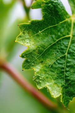 Macro shot of grape phylloxera on a leaf, highlighting leaf veins and insect detail