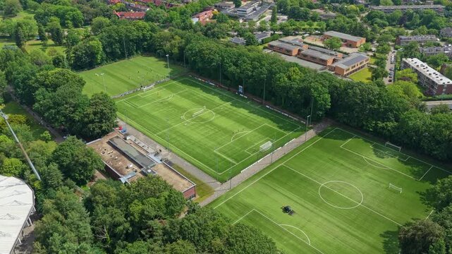 Aerial view of nec nijmegen football club training grounds