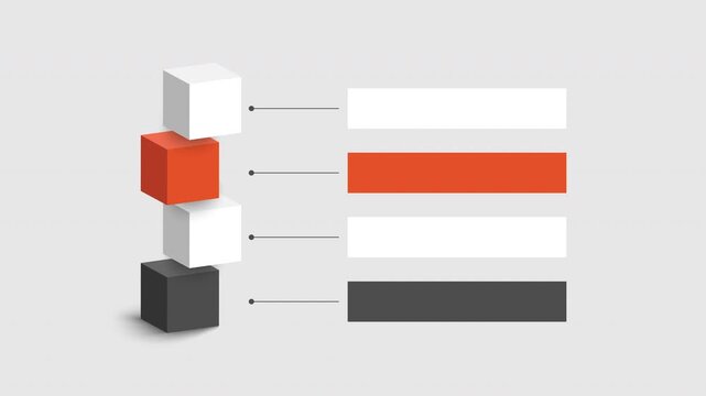 Animated infographic template featuring 3D cubes falling onto a surface. Layout for a corporate marketing presentation