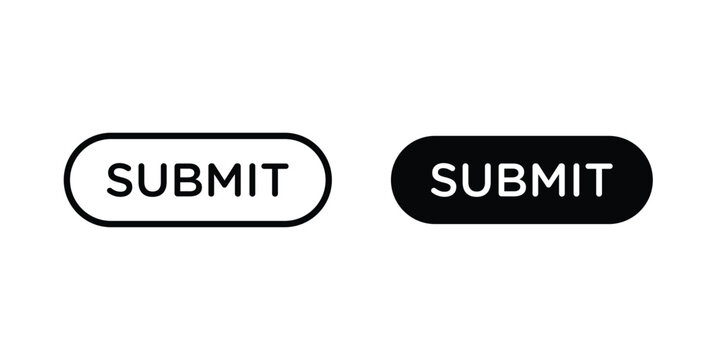 Submit button icon black and white pictogram set