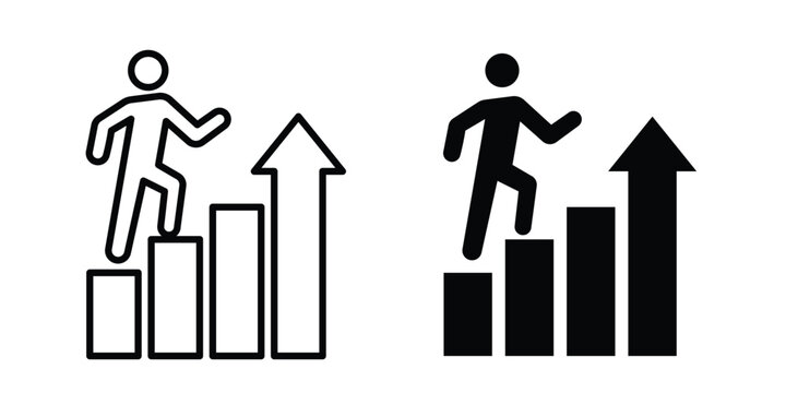 Personal development icon black and white pictogram set