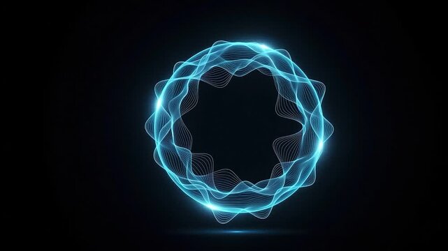Abstract blue glowing circular wave pattern