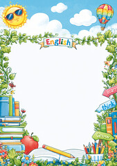 Obraz premium Bright educational border design for English language learning classroom posters