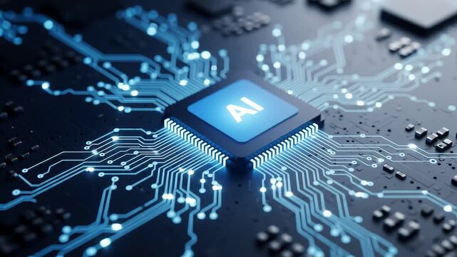 Ai processor chip on a circuit board