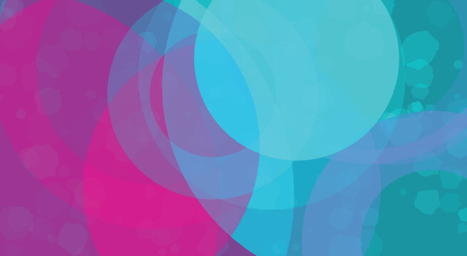 Overlapping rings watercolor pattern features shades of turquoise magenta and blue on a purple background abstract aquamarine art azure