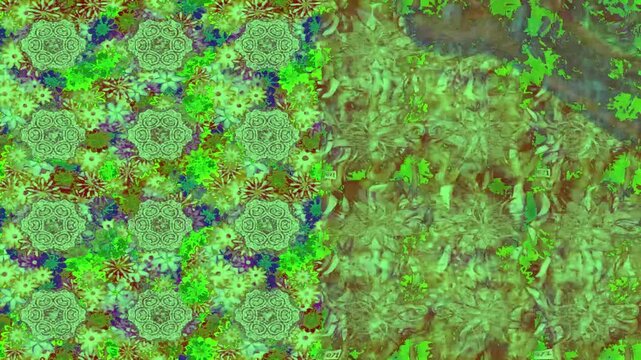 Motion footage background with colorful elements. Flowers. Vintage. Flag style. Video. Template. Loop. Seamless. 