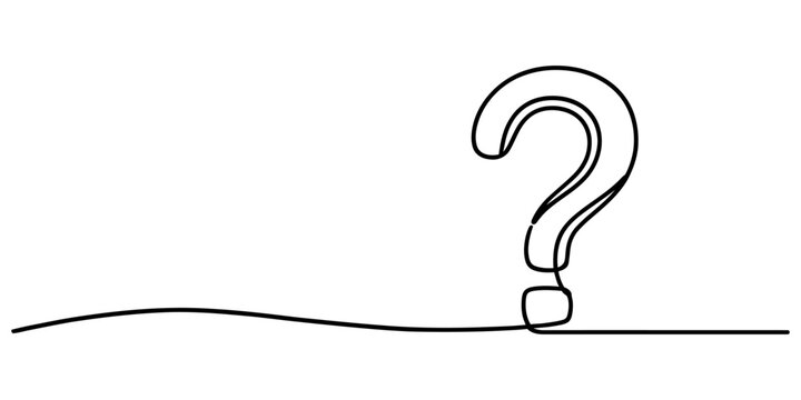 Continuous single line drawing of a question mark symbol isolated on a white background Vector, illustration